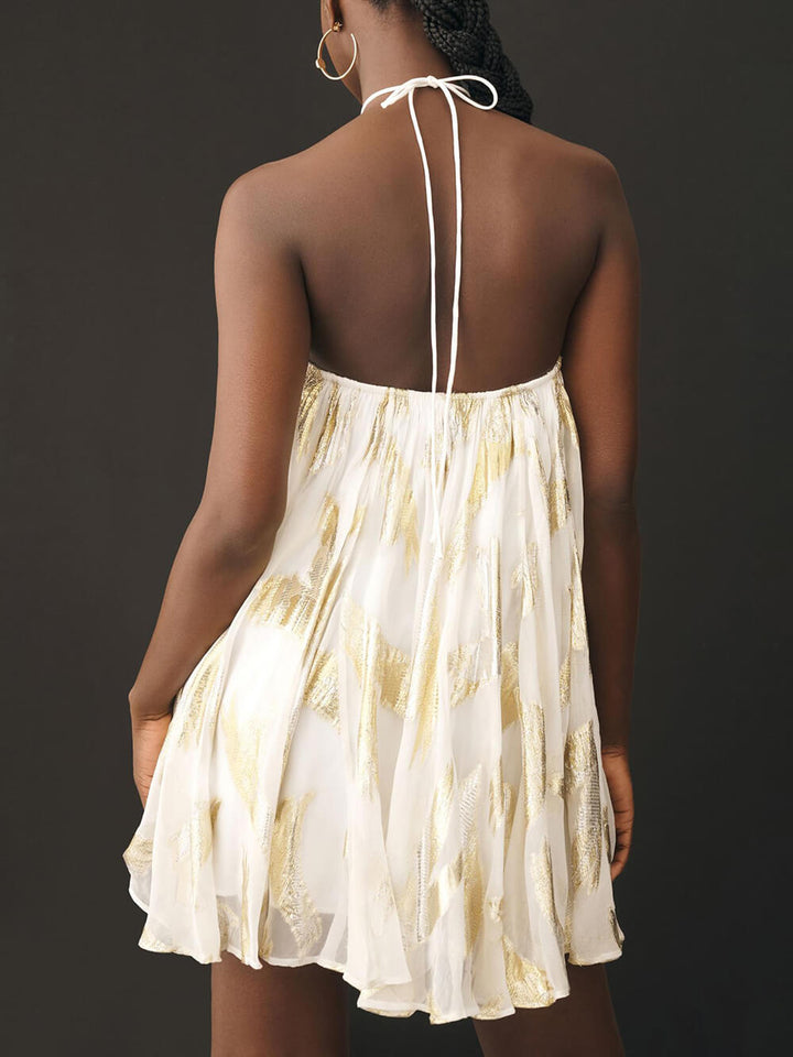Sequins Hanging Neck Halter Mini Dress