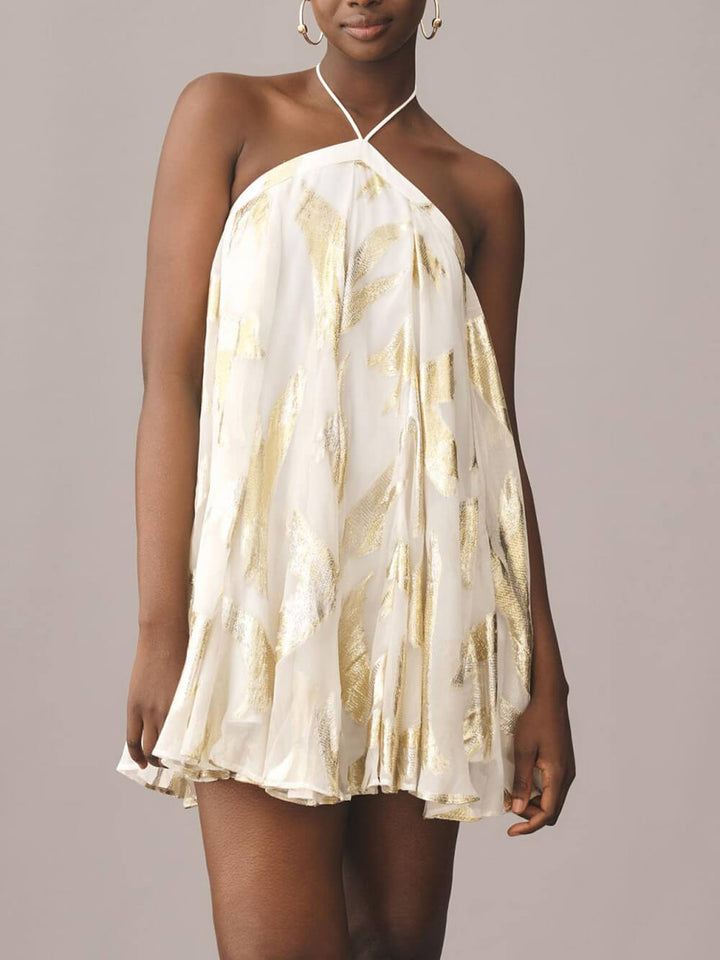 Sequins Hanging Neck Halter Mini Dress