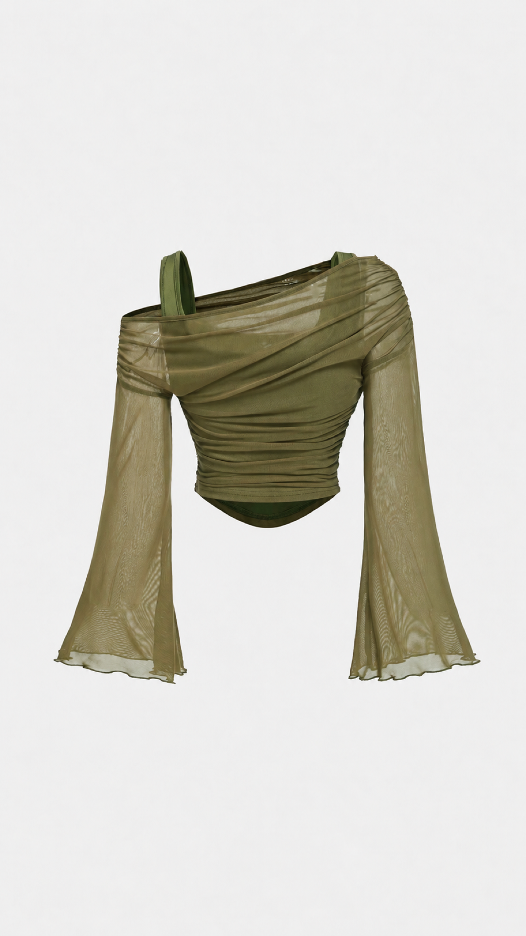 Asymmetric Mesh Flare Sleeve Top