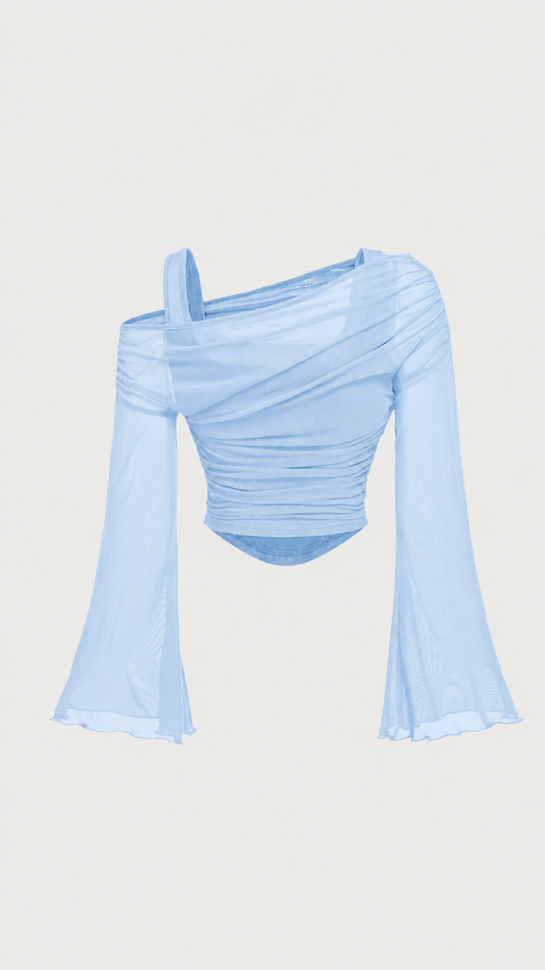 Asymmetric Mesh Flare Sleeve Top