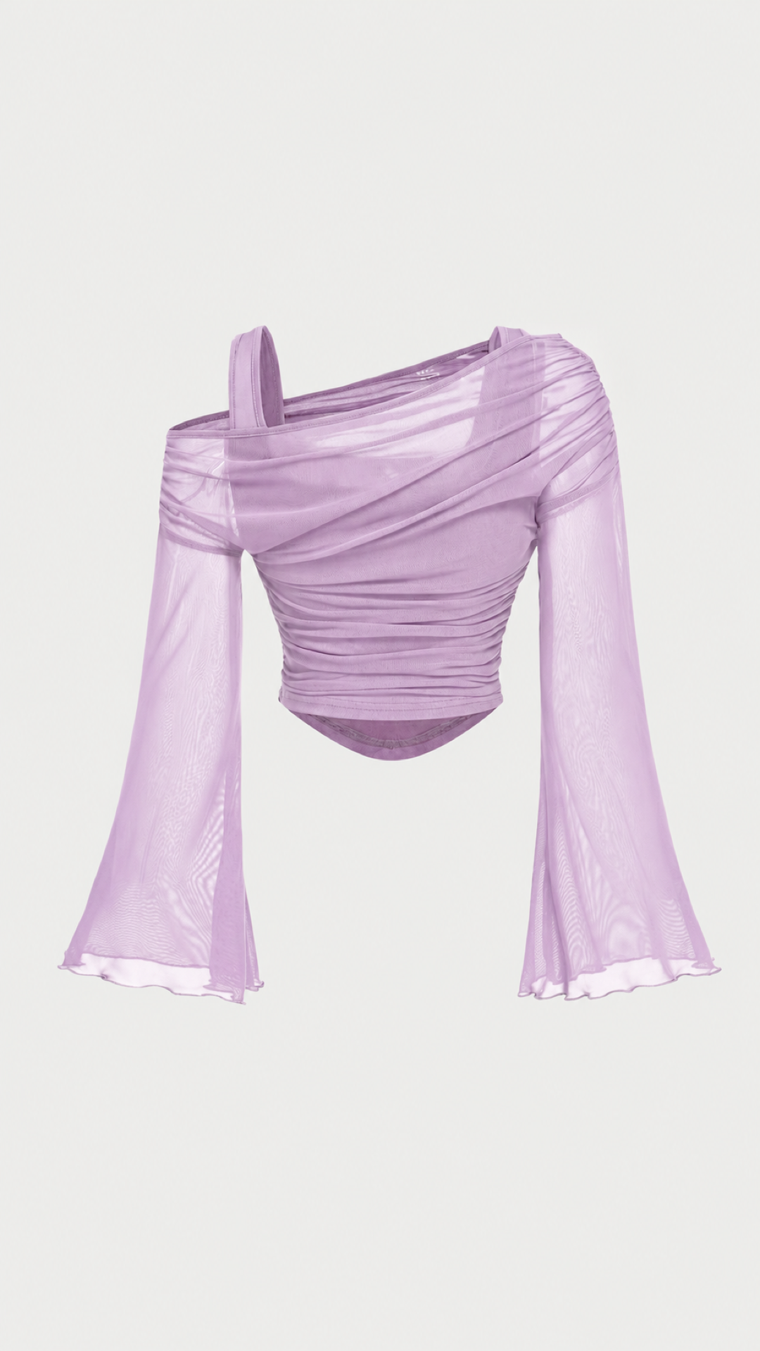Asymmetric Mesh Flare Sleeve Top