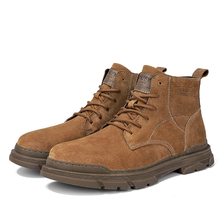 Mens Hand Stitching Leather Lace Up Ankle Boots