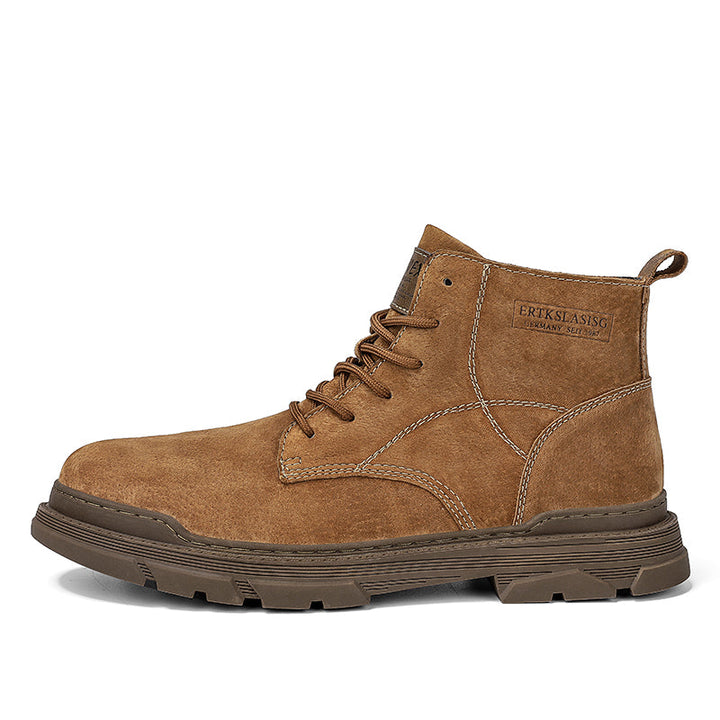 Mens Hand Stitching Leather Lace Up Ankle Boots