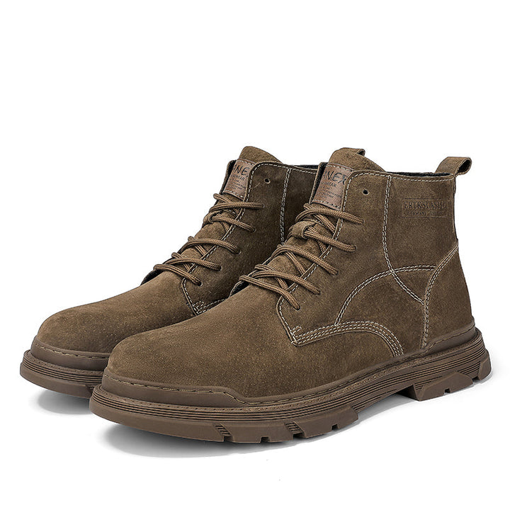 Mens Hand Stitching Leather Lace Up Ankle Boots