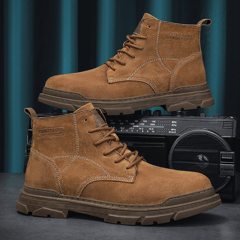 Mens Hand Stitching Leather Lace Up Ankle Boots