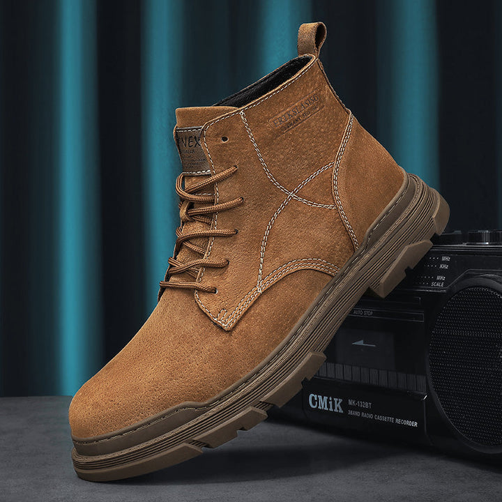 Mens Hand Stitching Leather Lace Up Ankle Boots