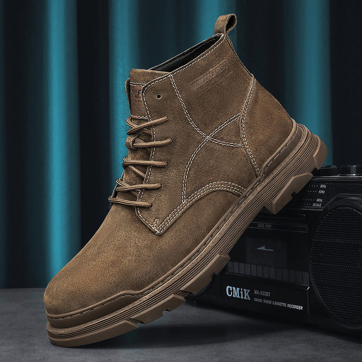 Mens Hand Stitching Leather Lace Up Ankle Boots