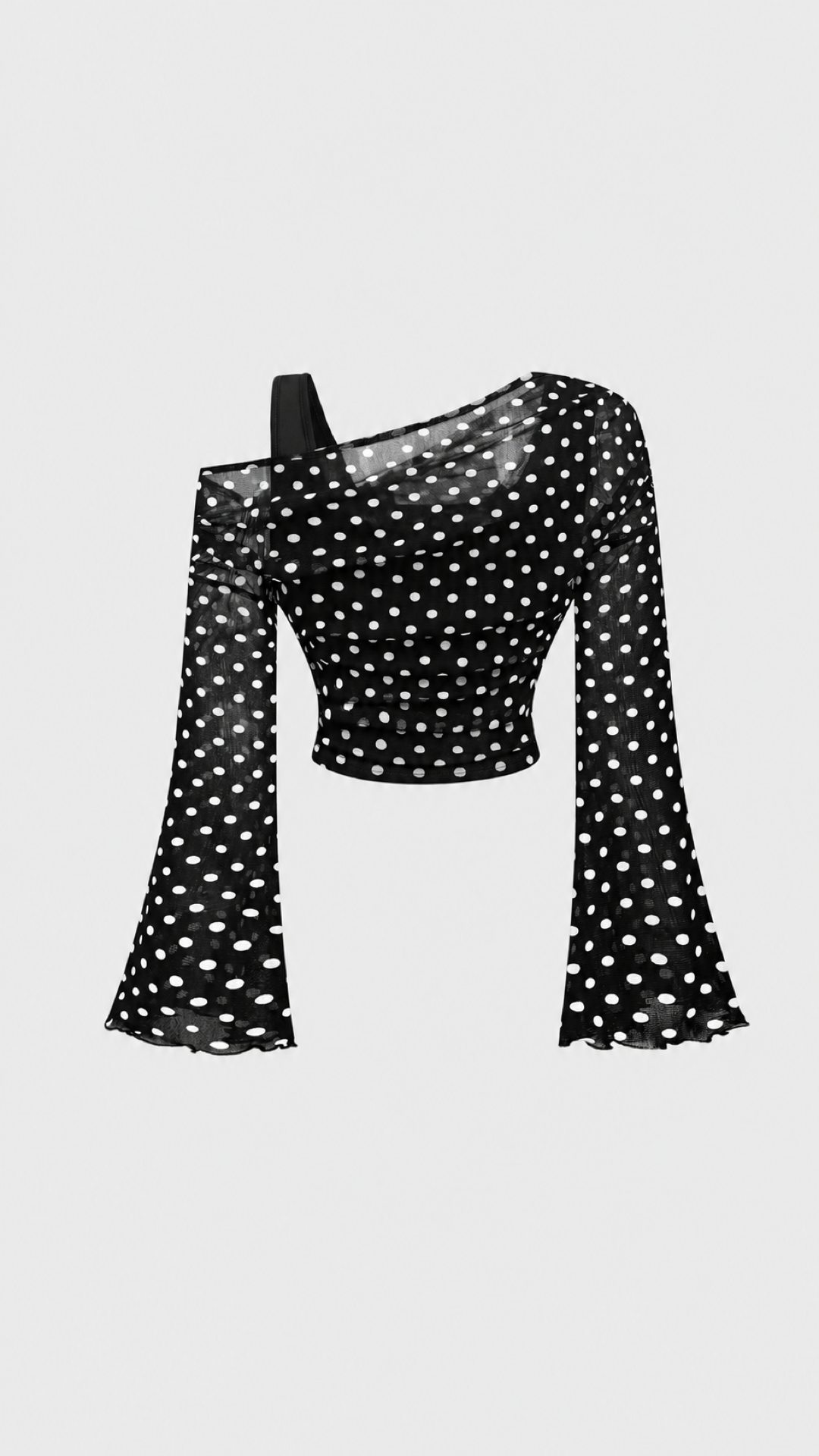 Asymmetric Mesh Flare Sleeve Top