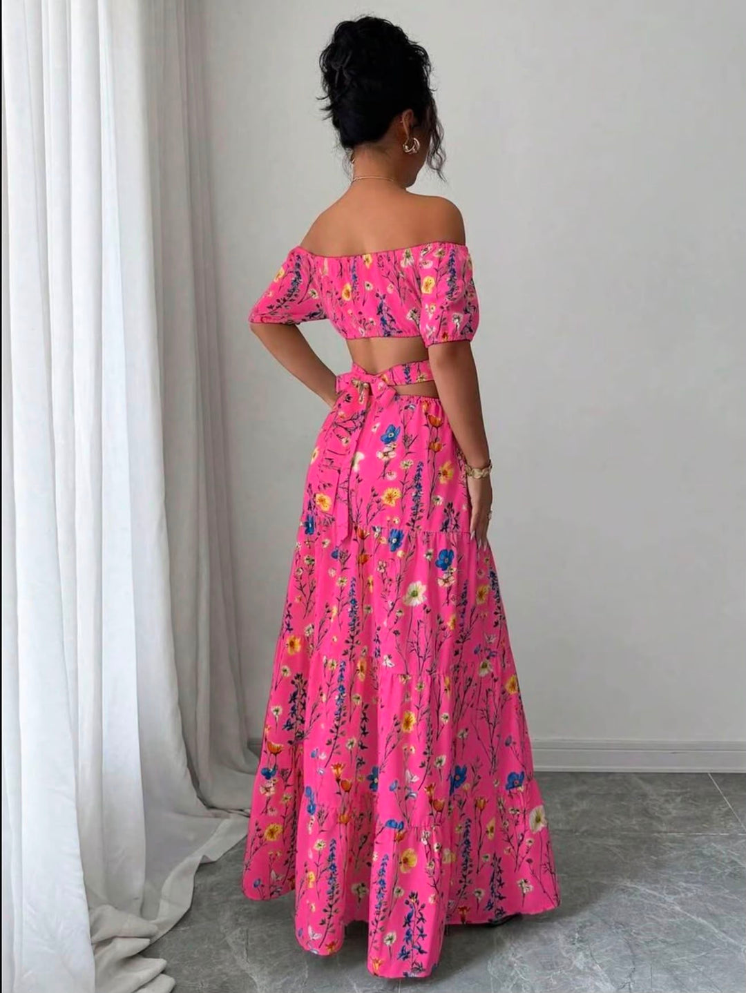 Élan Fleur Off-Shoulder Maxi Dress