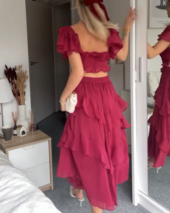Quinlan - Elegant High-Waist Dress with Lace Trim