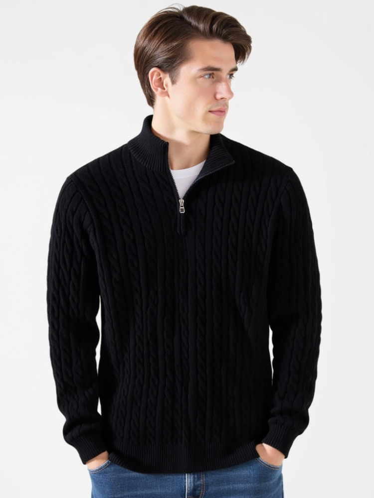 TAEBAEK Zipped Cable Sweater