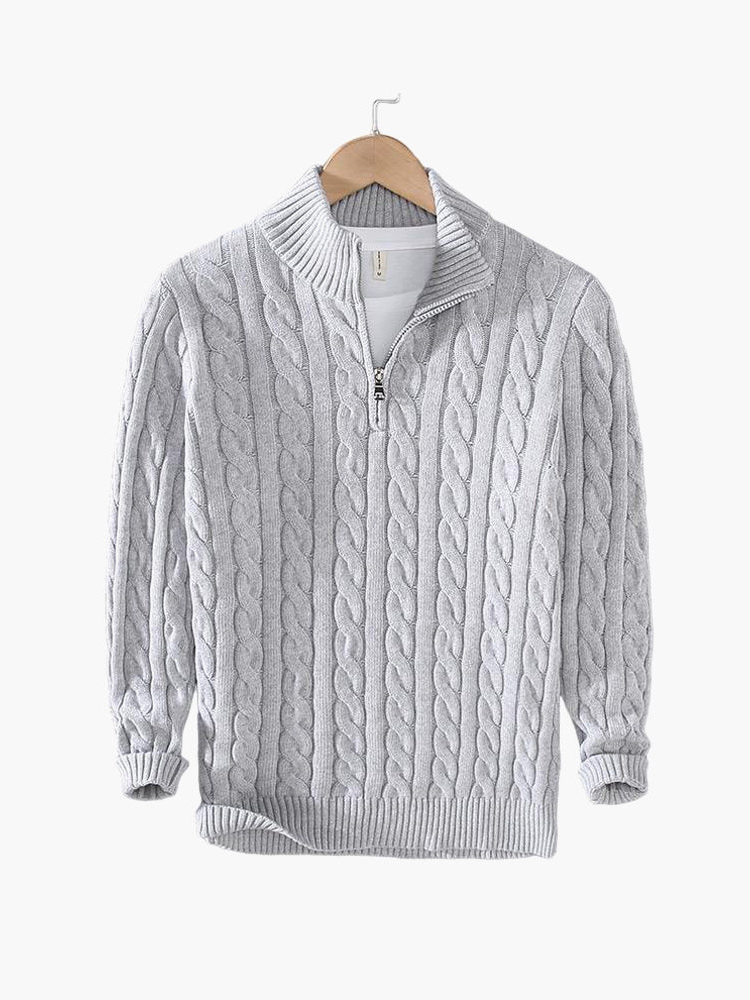 TAEBAEK Zipped Cable Sweater