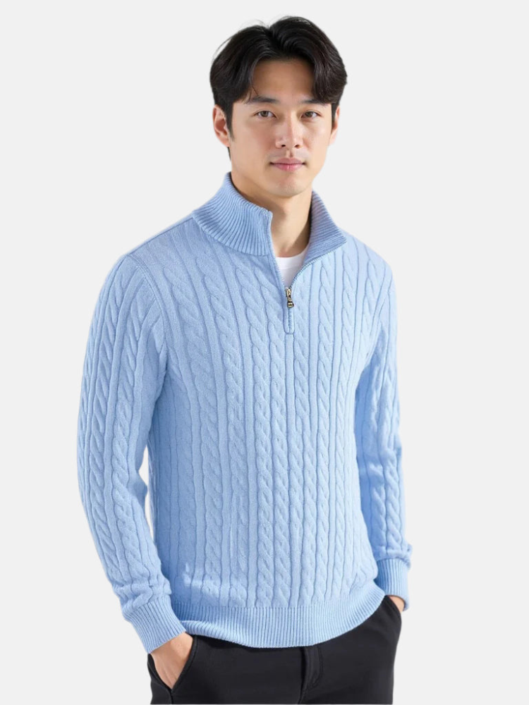 TAEBAEK Zipped Cable Sweater