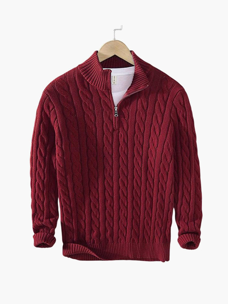TAEBAEK Zipped Cable Sweater