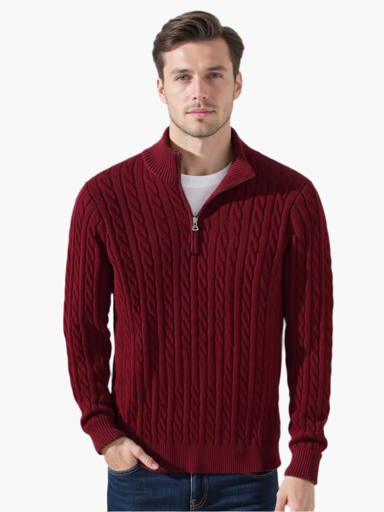 TAEBAEK Zipped Cable Sweater