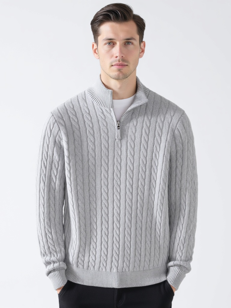 TAEBAEK Zipped Cable Sweater