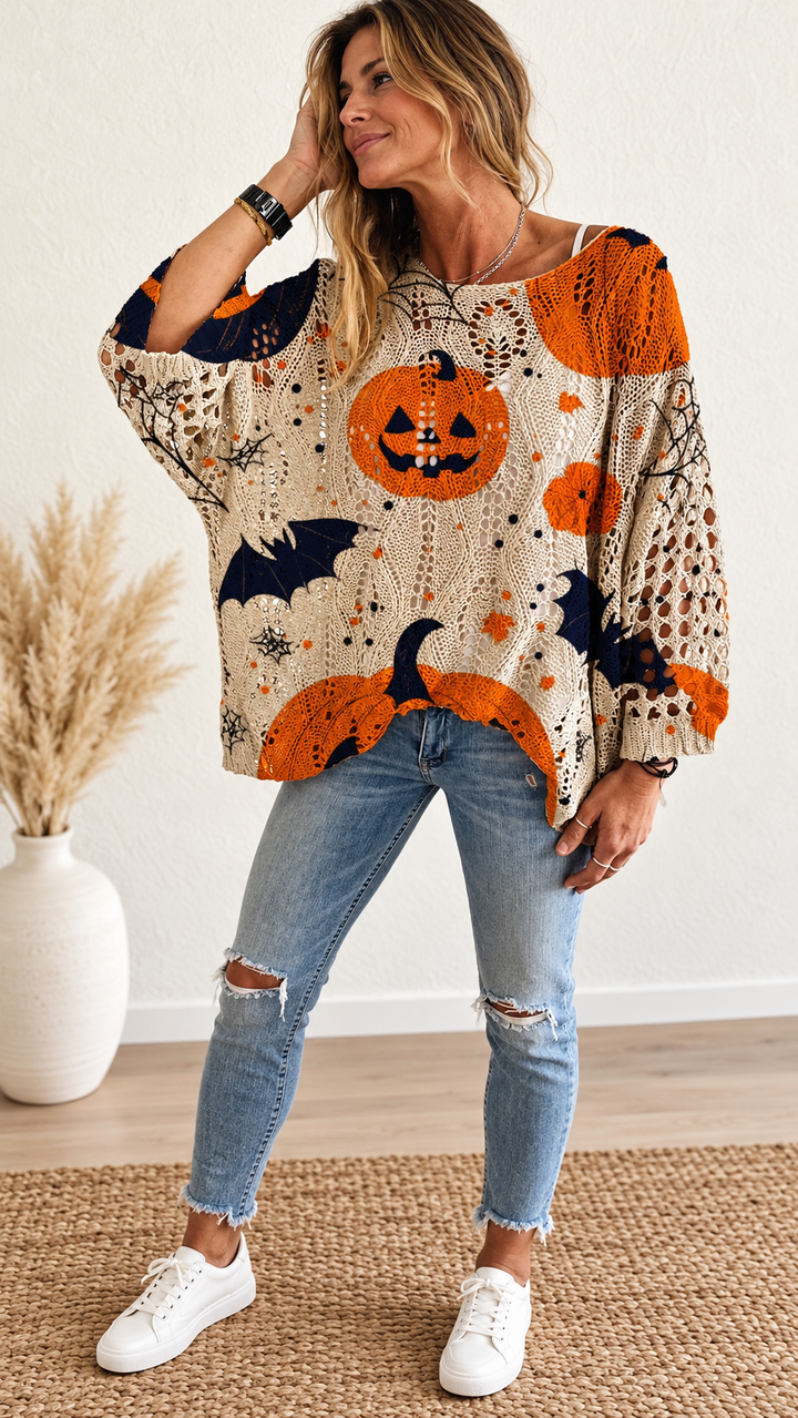 Halloween Oversized Crochet Sweater