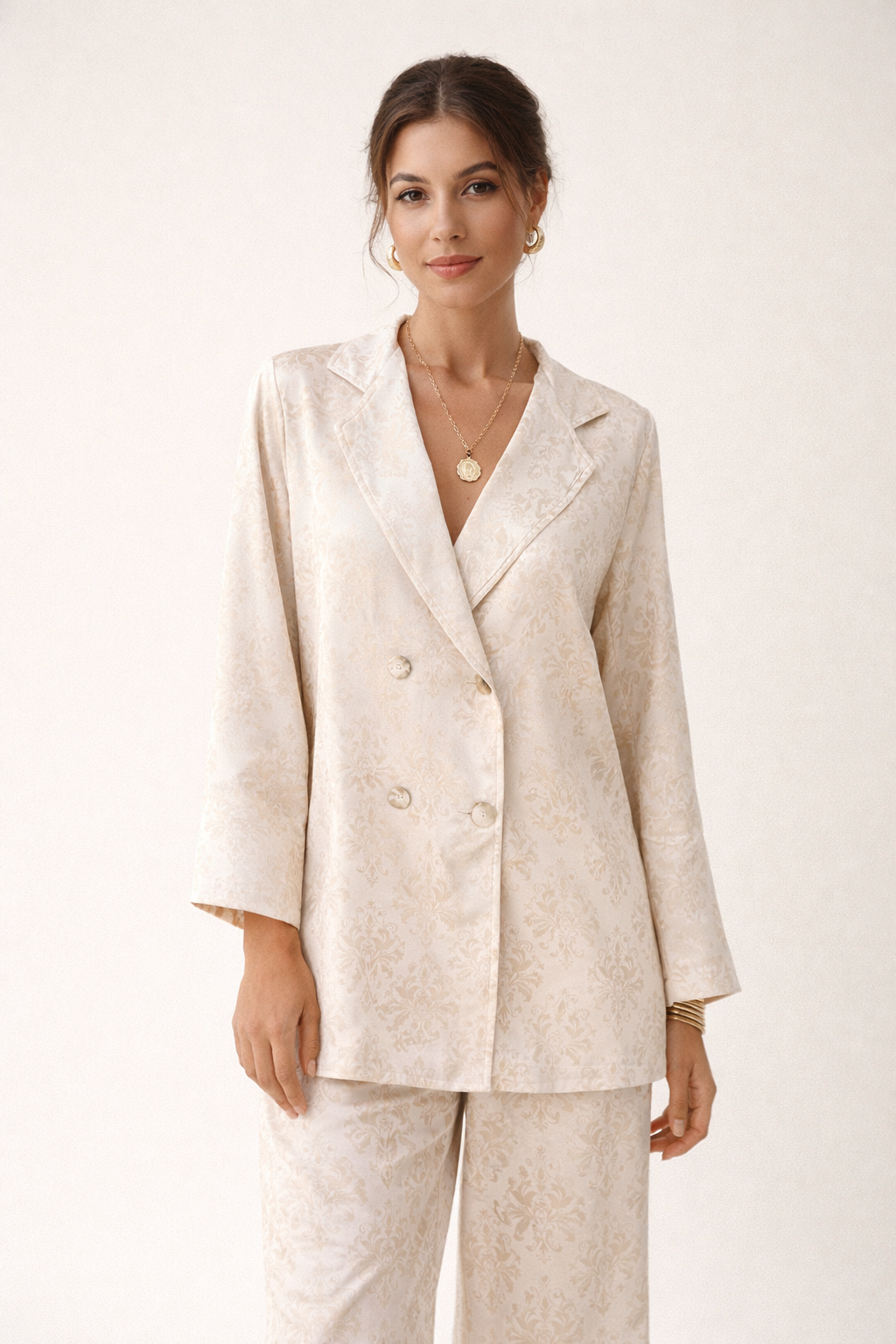 Camille Women's Elegant Floral Print Blazer and Trousers Set