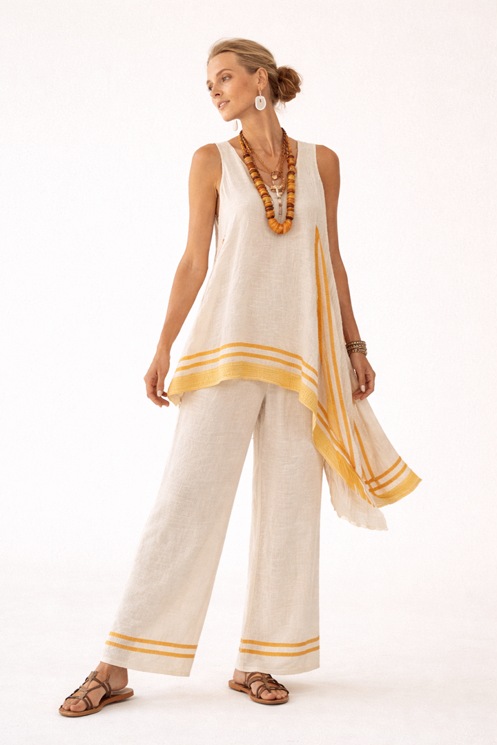 Ylva Women's Casual Blouse and Wide Leg Pants Set