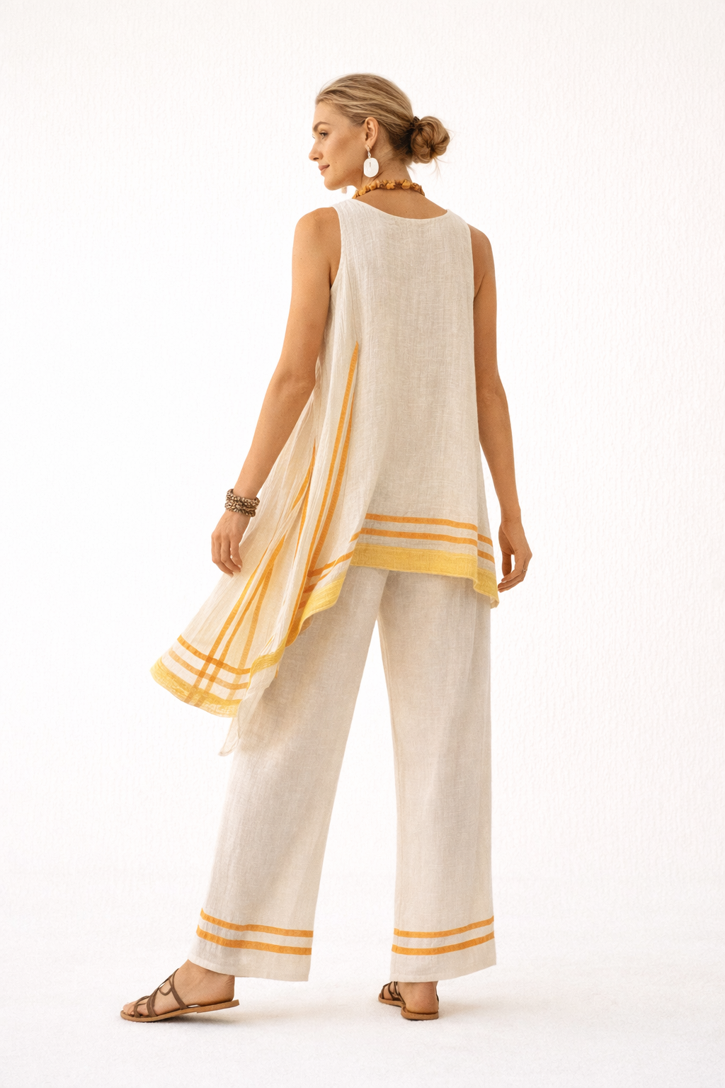 Ylva Women's Casual Blouse and Wide Leg Pants Set