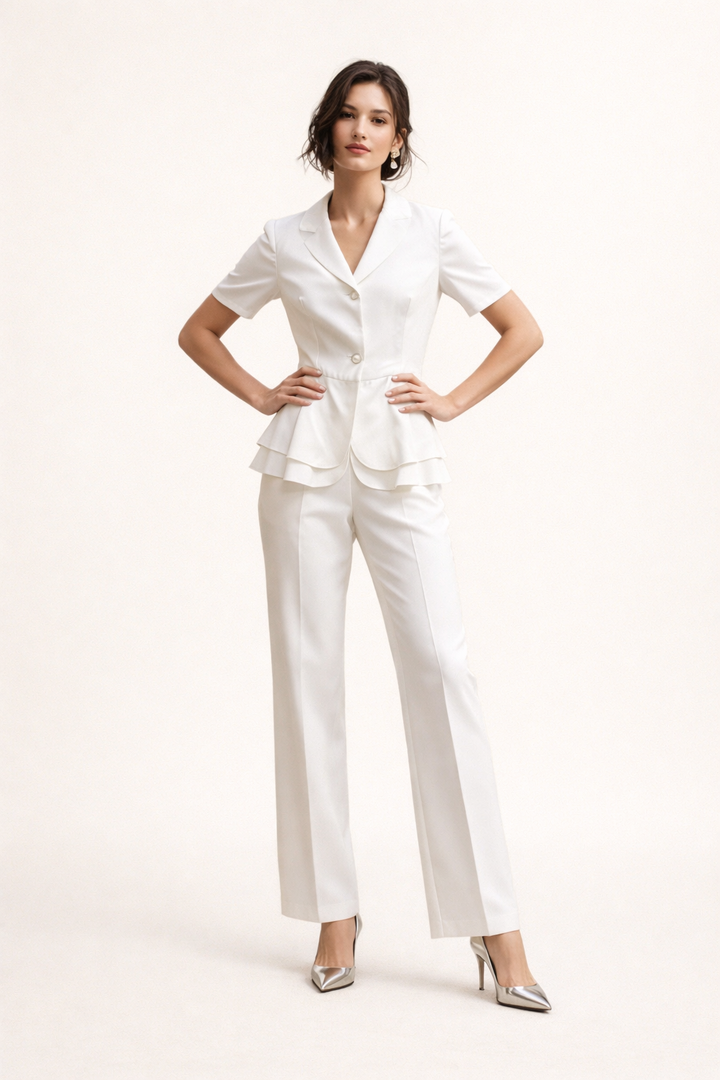 Kreszenz Women's Fitted Blazer and Elegant Trousers Set