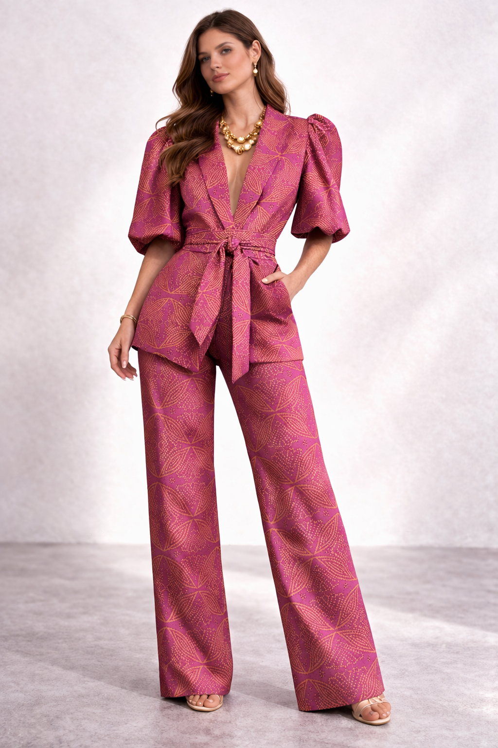 Elegant women's set with puff sleeves by Alondra