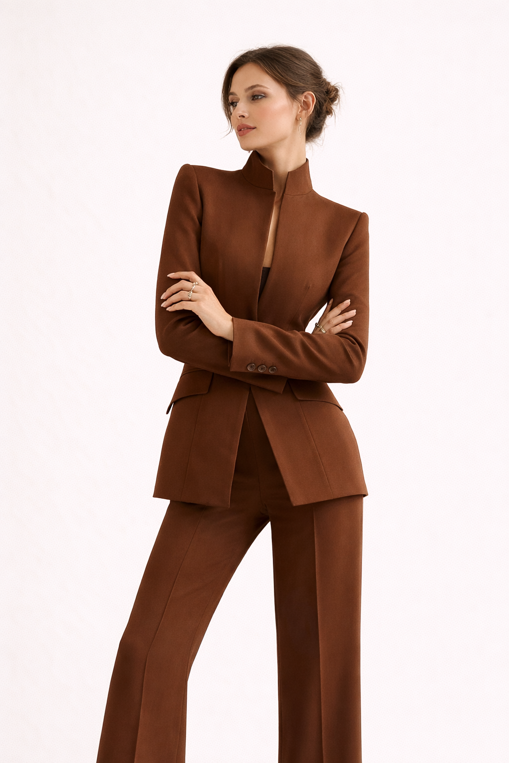 Rita Women's Elegant Fitted Blazer and Flared Trousers Set