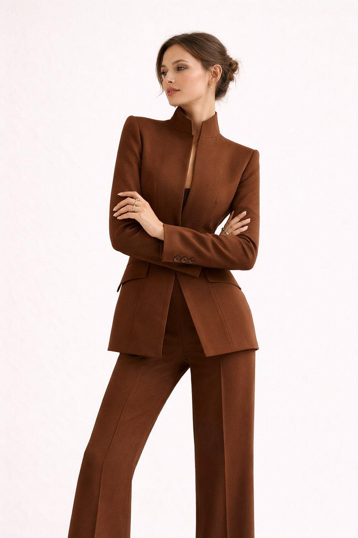 Rita Women's Elegant Fitted Blazer and Flared Trousers Set