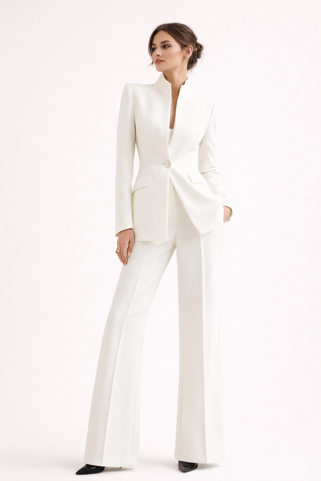 Rita Women's Elegant Fitted Blazer and Flared Trousers Set