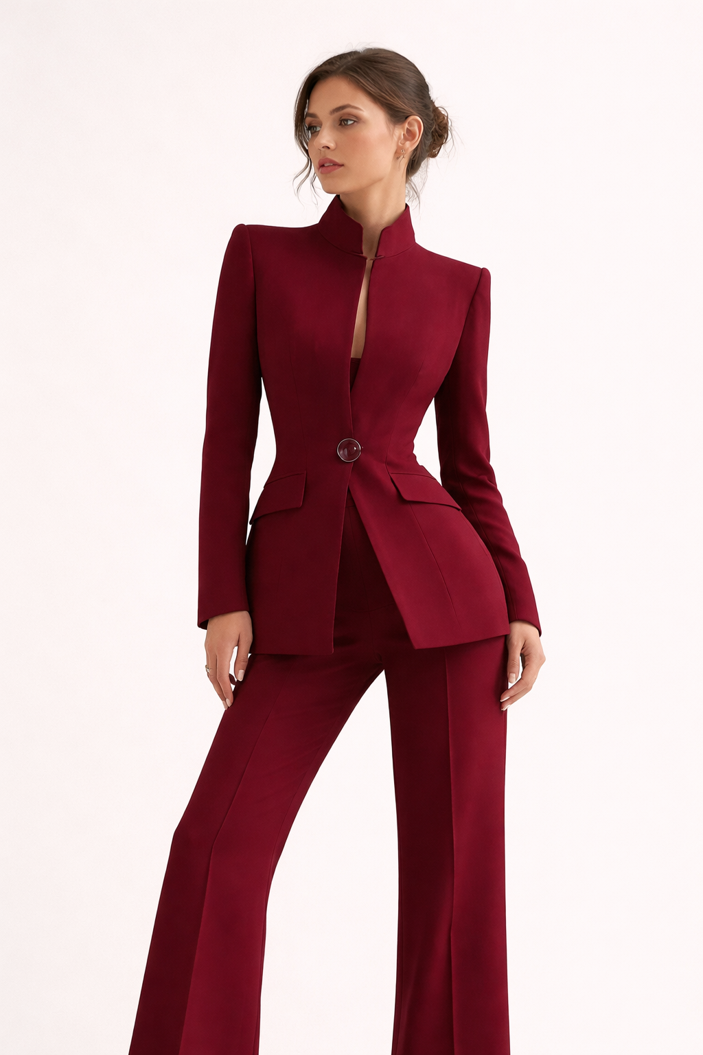 Rita Women's Elegant Fitted Blazer and Flared Trousers Set