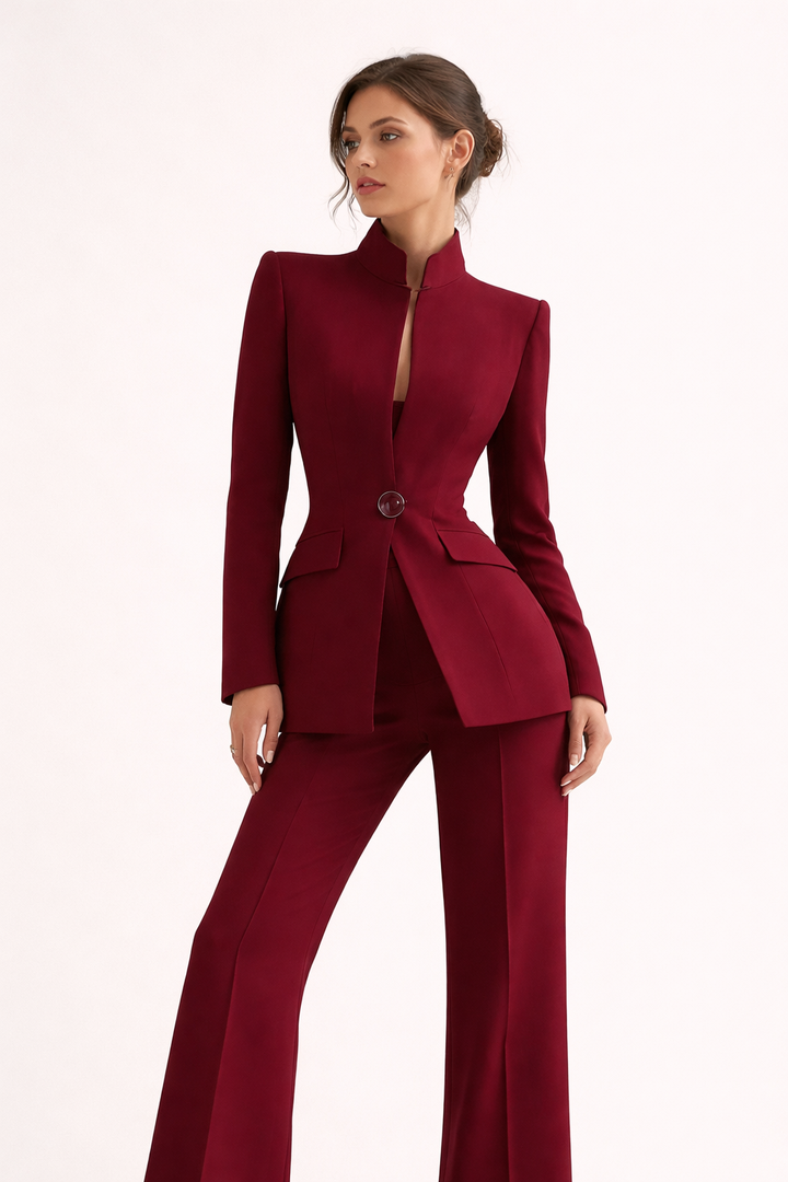 Rita Women's Elegant Fitted Blazer and Flared Trousers Set