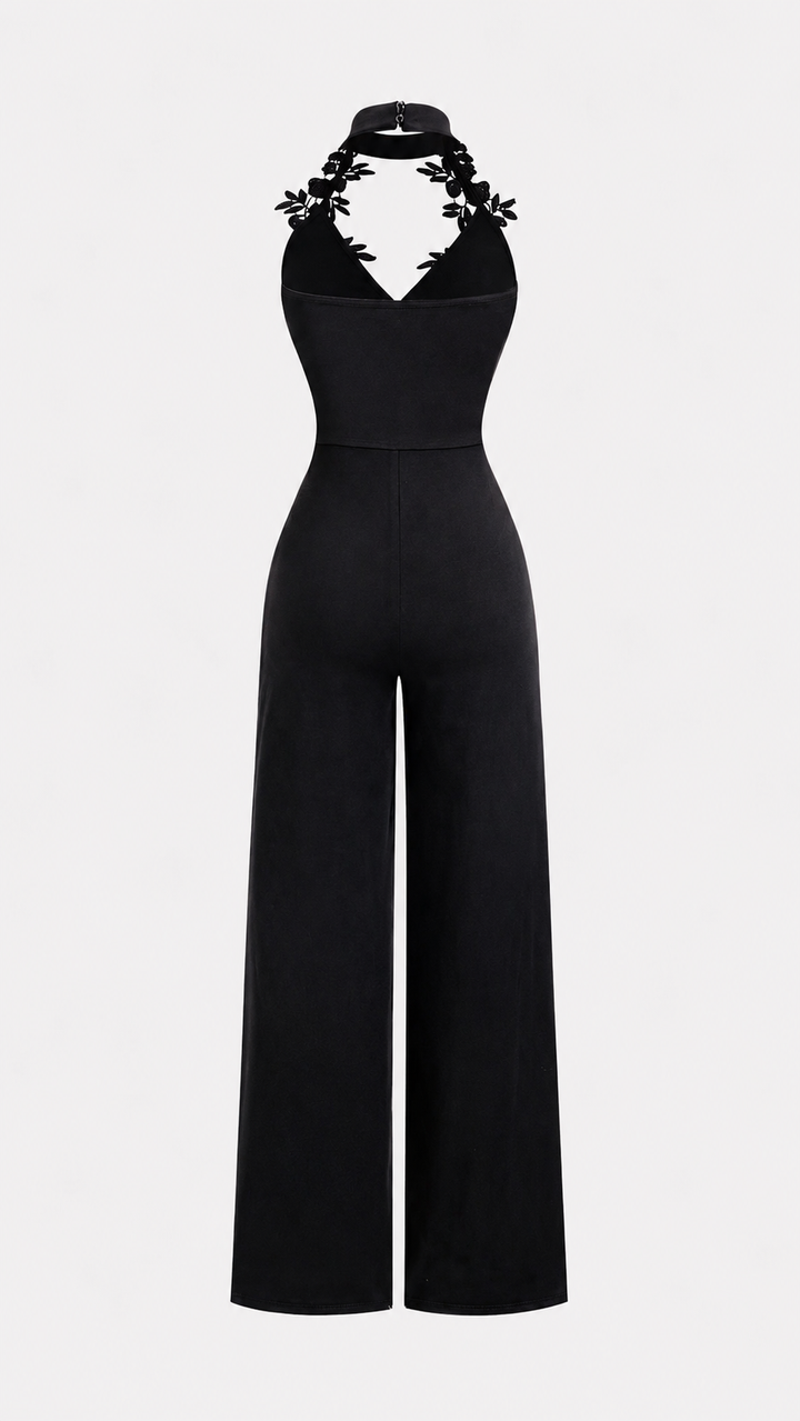 FLEURÉ™ Floral Halter Wide-Leg Jumpsuit