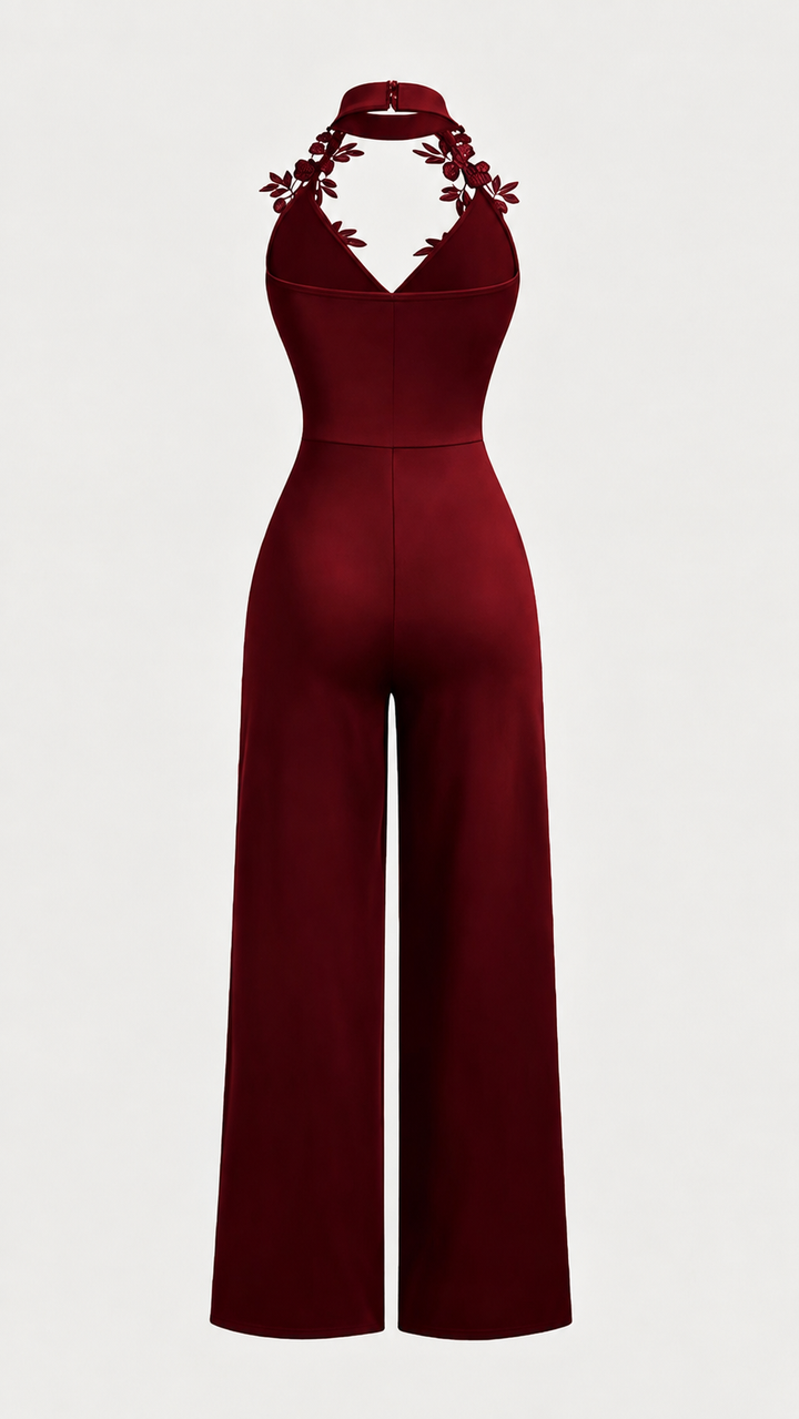 FLEURÉ™ Floral Halter Wide-Leg Jumpsuit