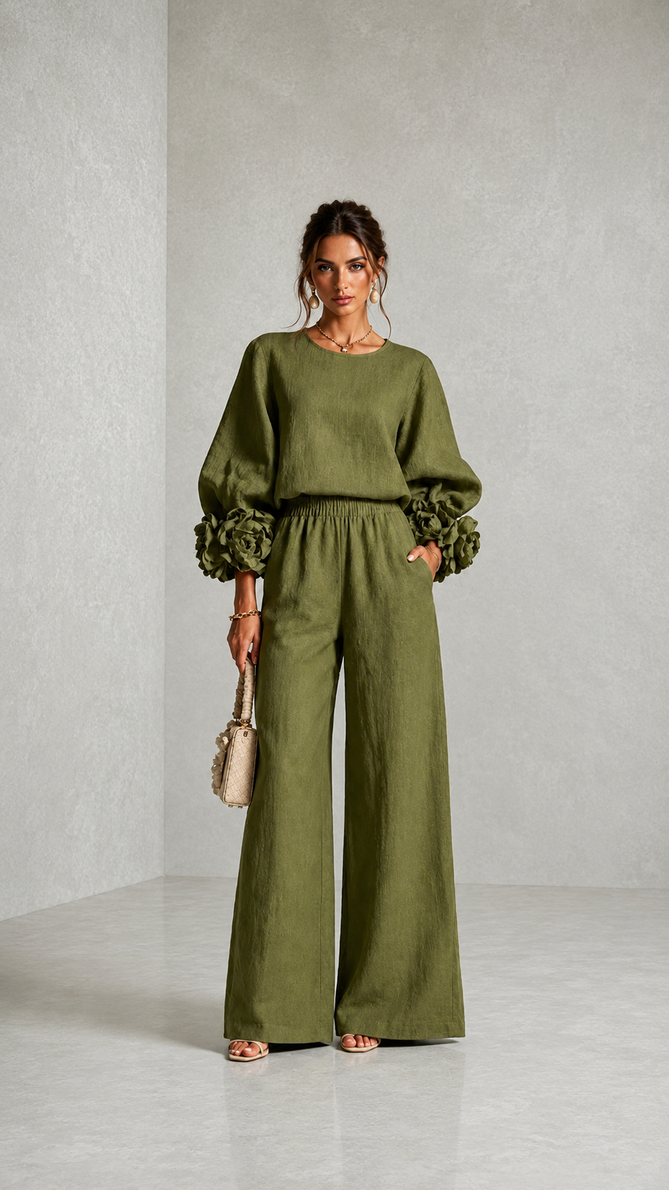 The Roselle Statement-Cuff Pant Set