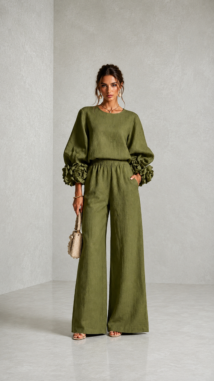 The Roselle Statement-Cuff Pant Set