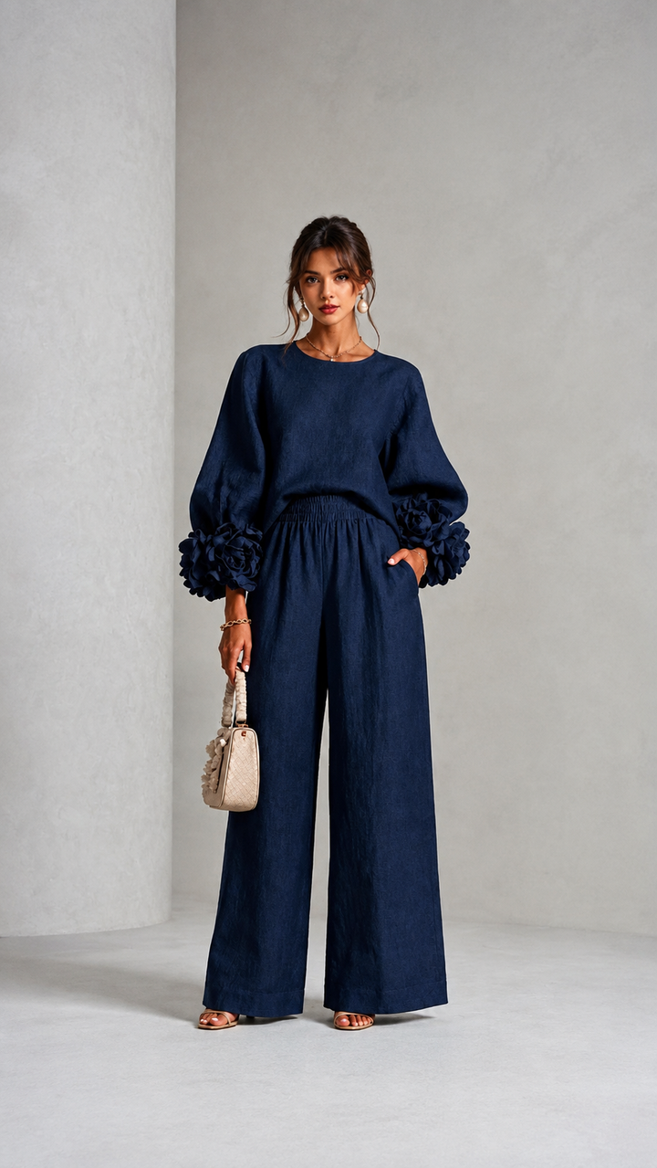 The Roselle Statement-Cuff Pant Set