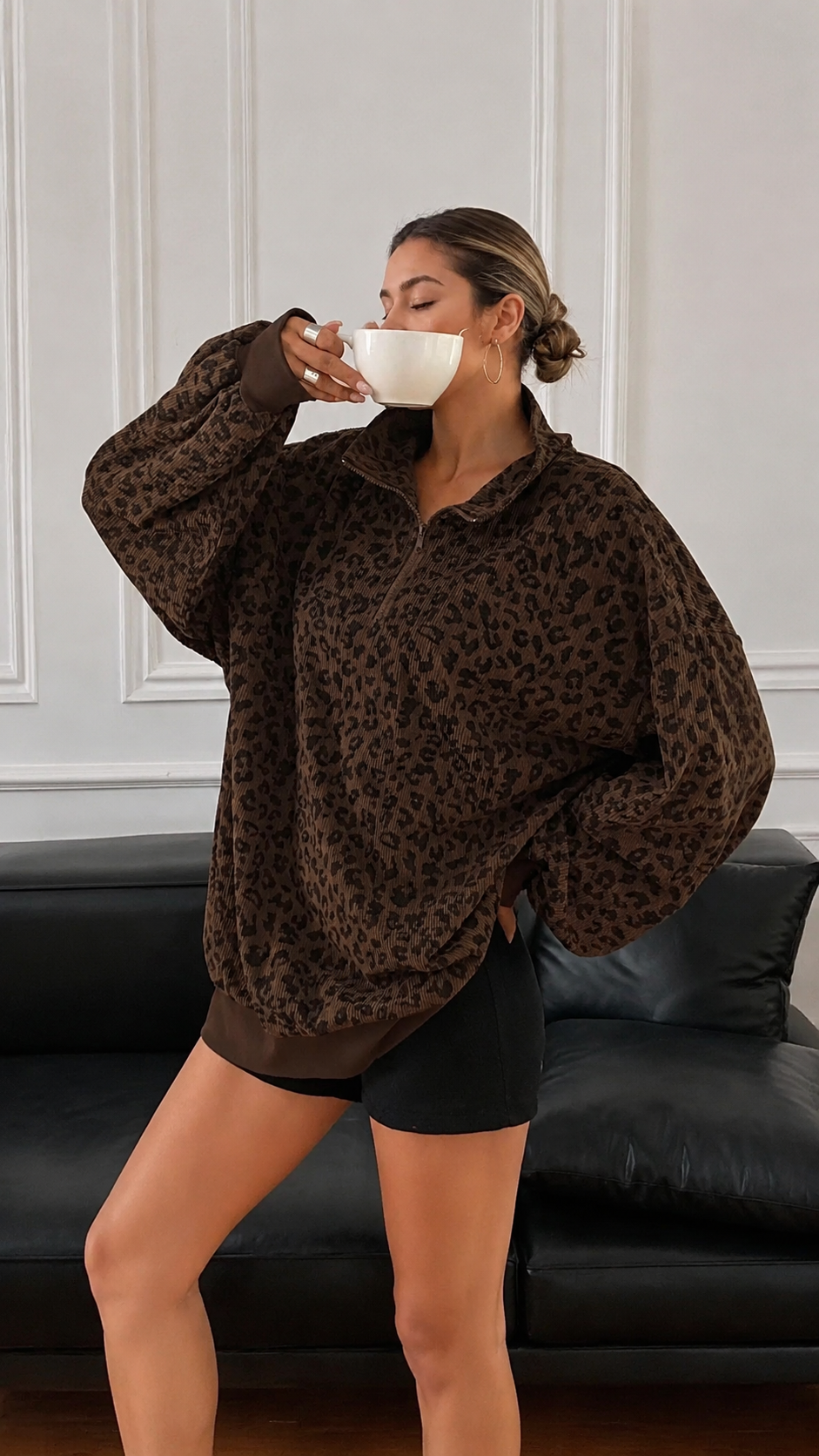 Leopard Oversized Quarter-Zip