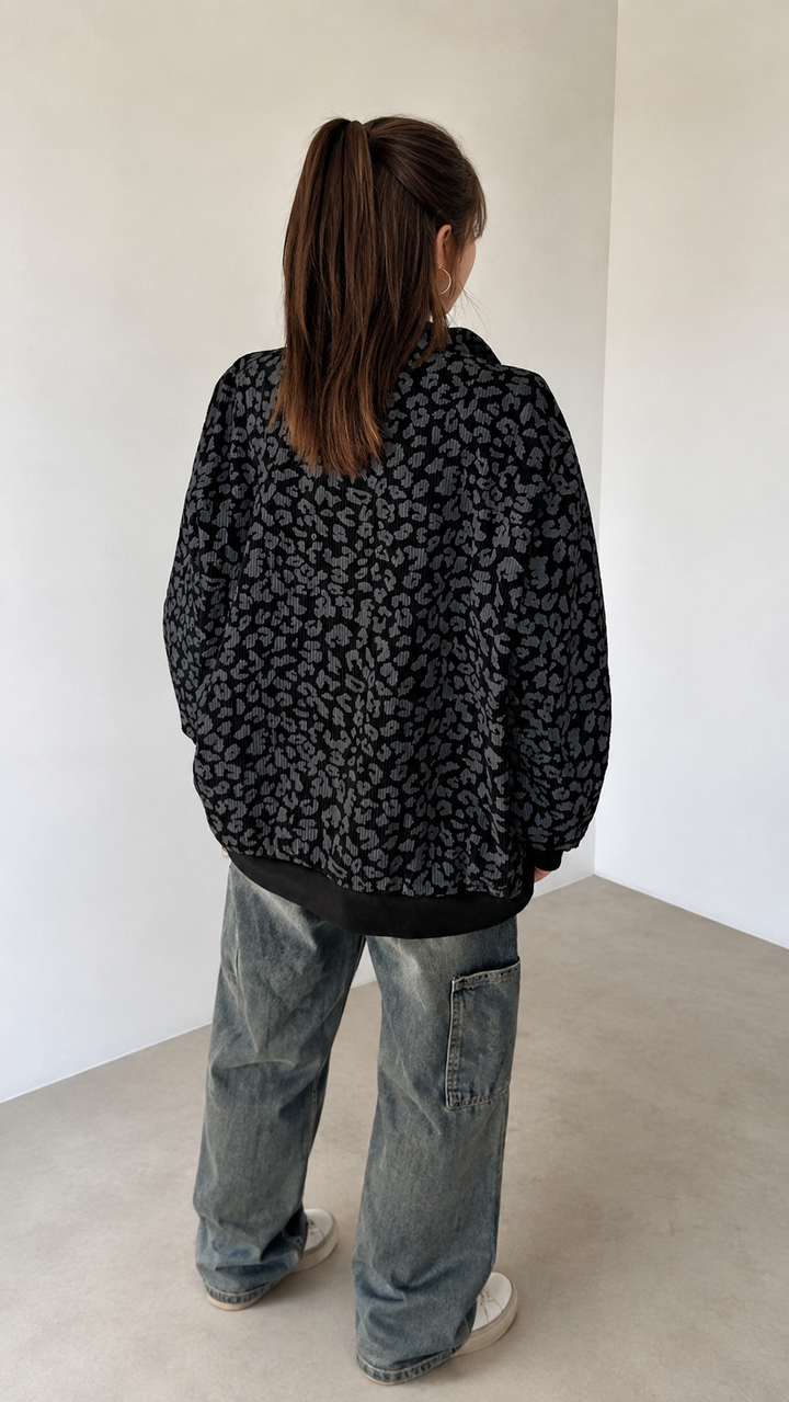 Leopard Oversized Quarter-Zip