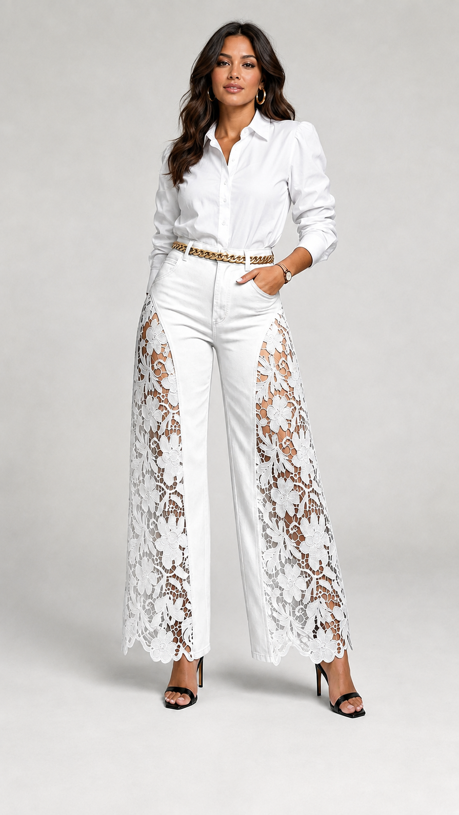 The Fiora Cutwork Wide-Leg Jeans