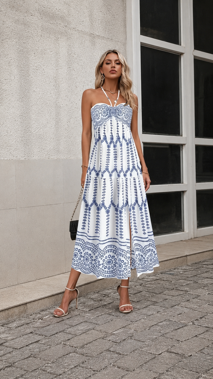 The Santorini Mosaic Midi Dress