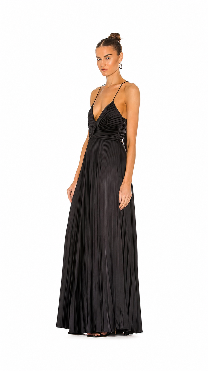 VELORA™ Nocturne Pleated Gown
