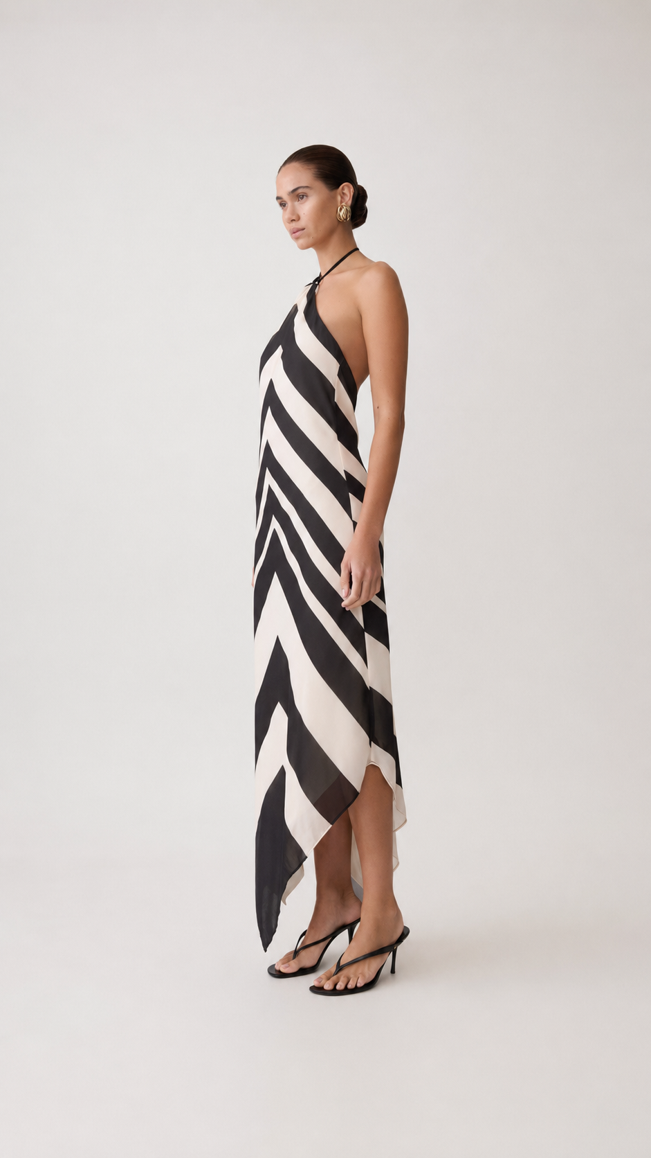 VELORA™ Riviera Chevron Halter Dress