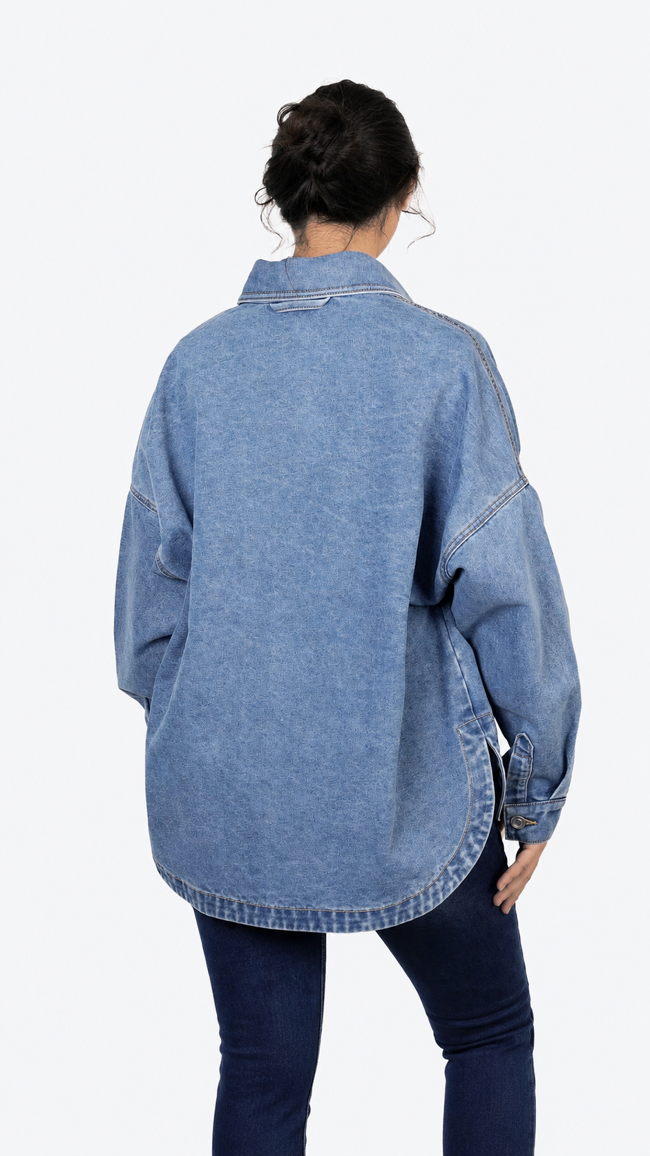 VELORA™ Bluehaven Oversized Denim Shacket