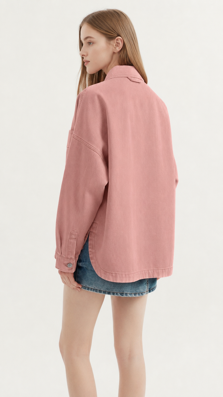 VELORA™ Bluehaven Oversized Denim Shacket