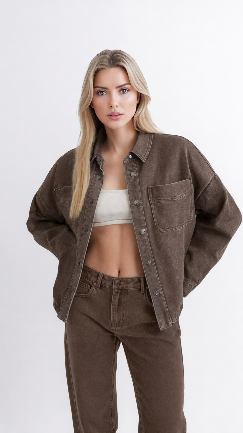 VELORA™ Bluehaven Oversized Denim Shacket