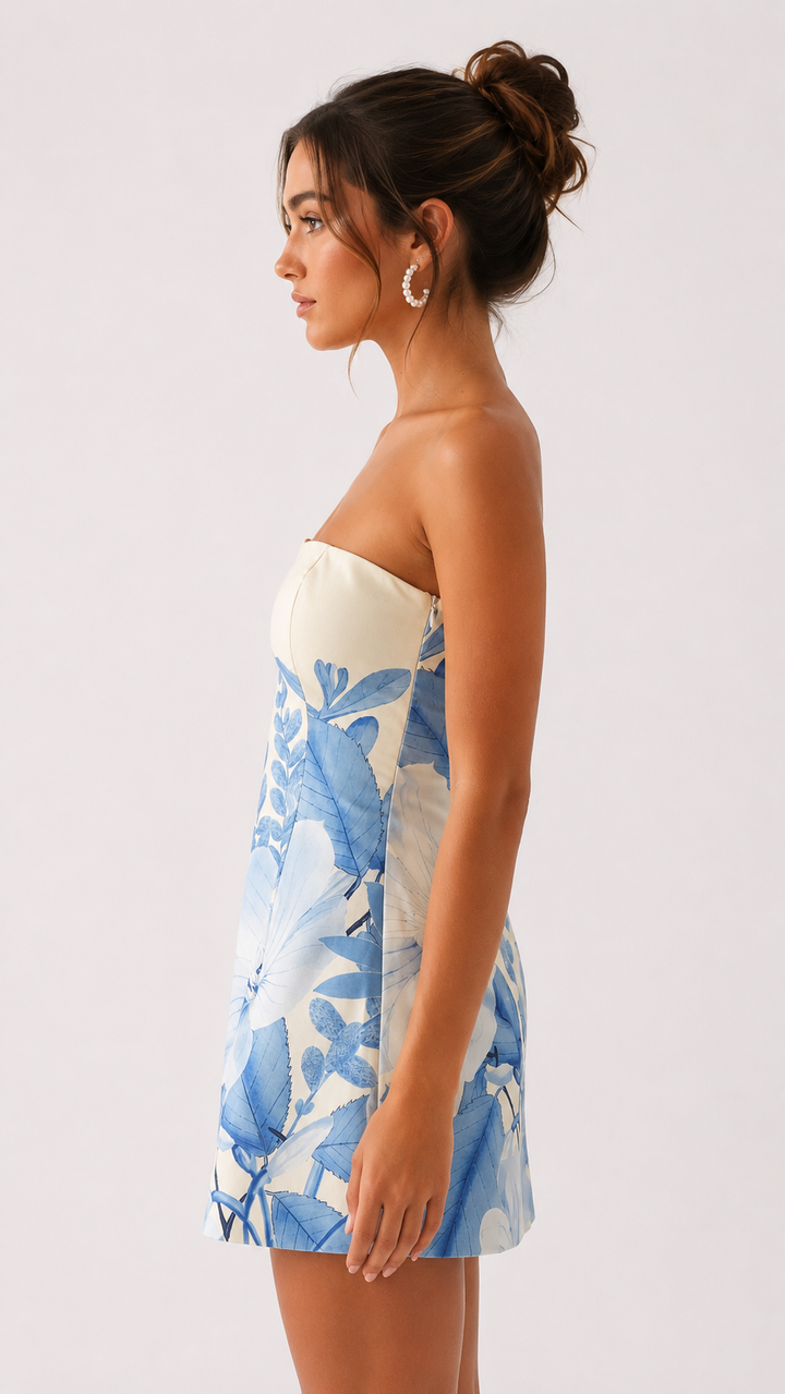 Azure Bloom Mini Dress