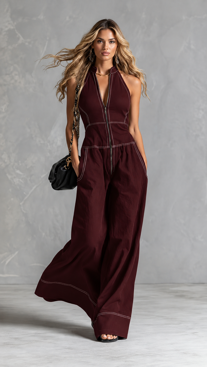 The Riviera Zip Palazzo Jumpsuit
