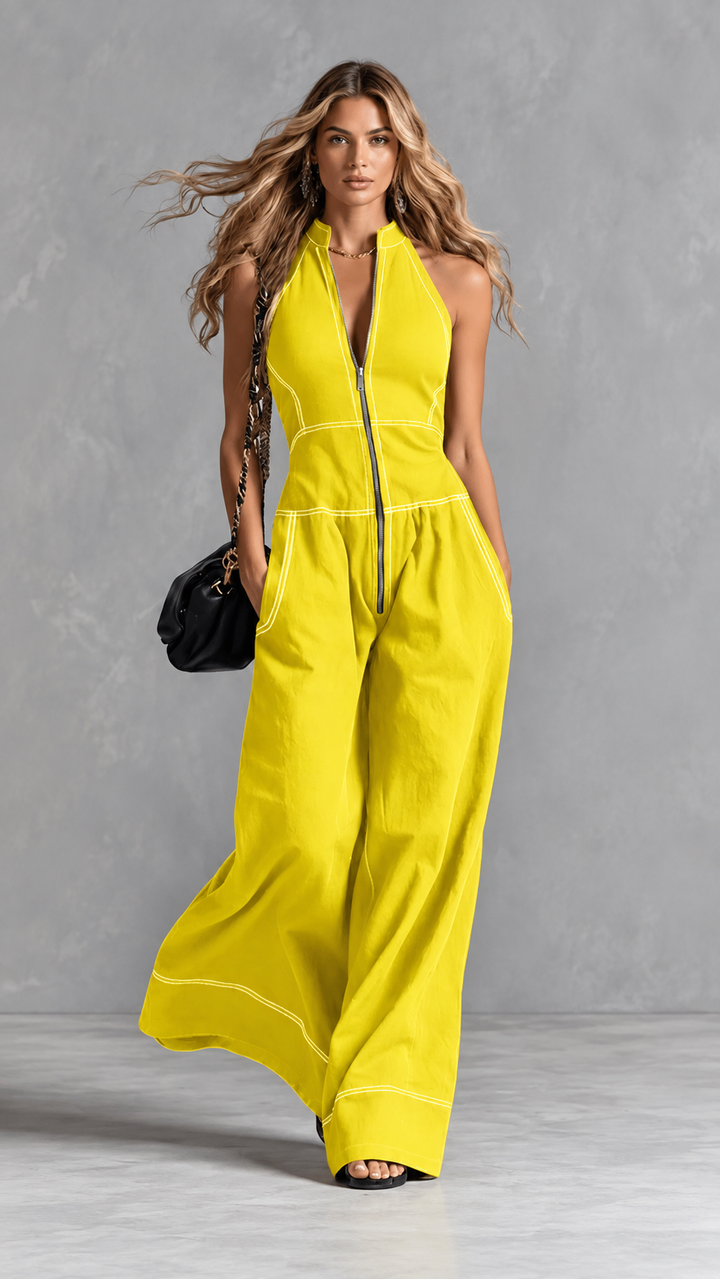 The Riviera Zip Palazzo Jumpsuit