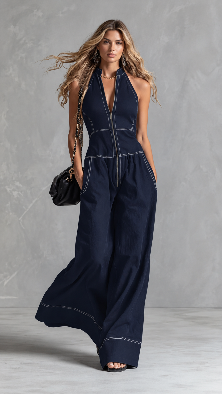 The Riviera Zip Palazzo Jumpsuit