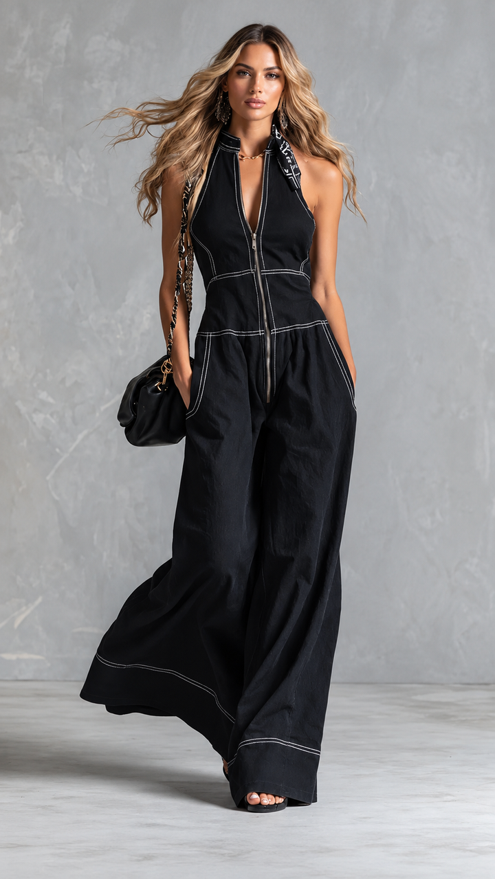 The Riviera Zip Palazzo Jumpsuit
